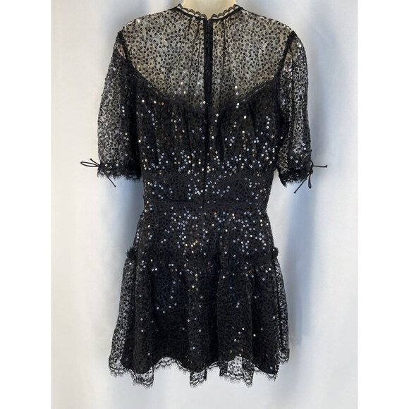 NWT Jonathan Simkhai Sequin Lace Mesh Mini Dress In Black Lace $745 - Picture 7 of 15